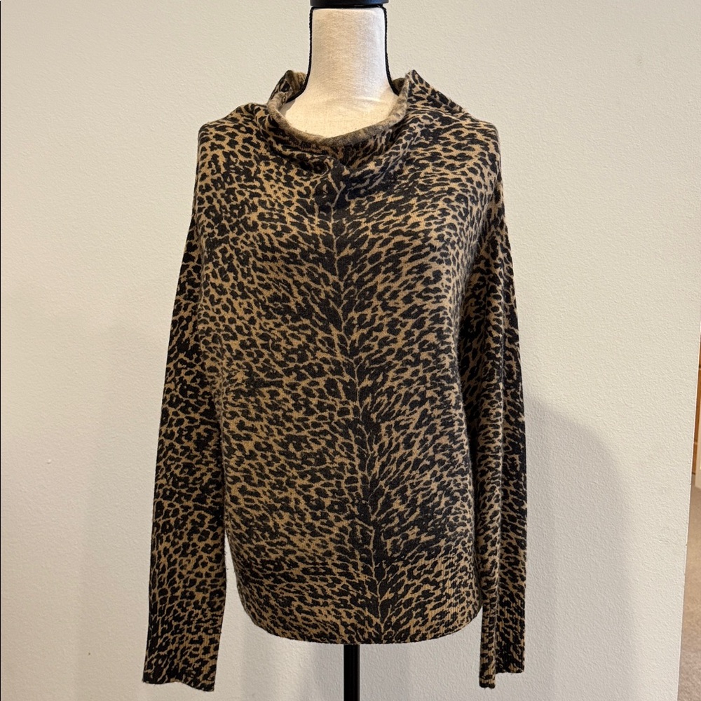 Brochu Walker Cashmere Cowl Neck Sweater in Black and Tan